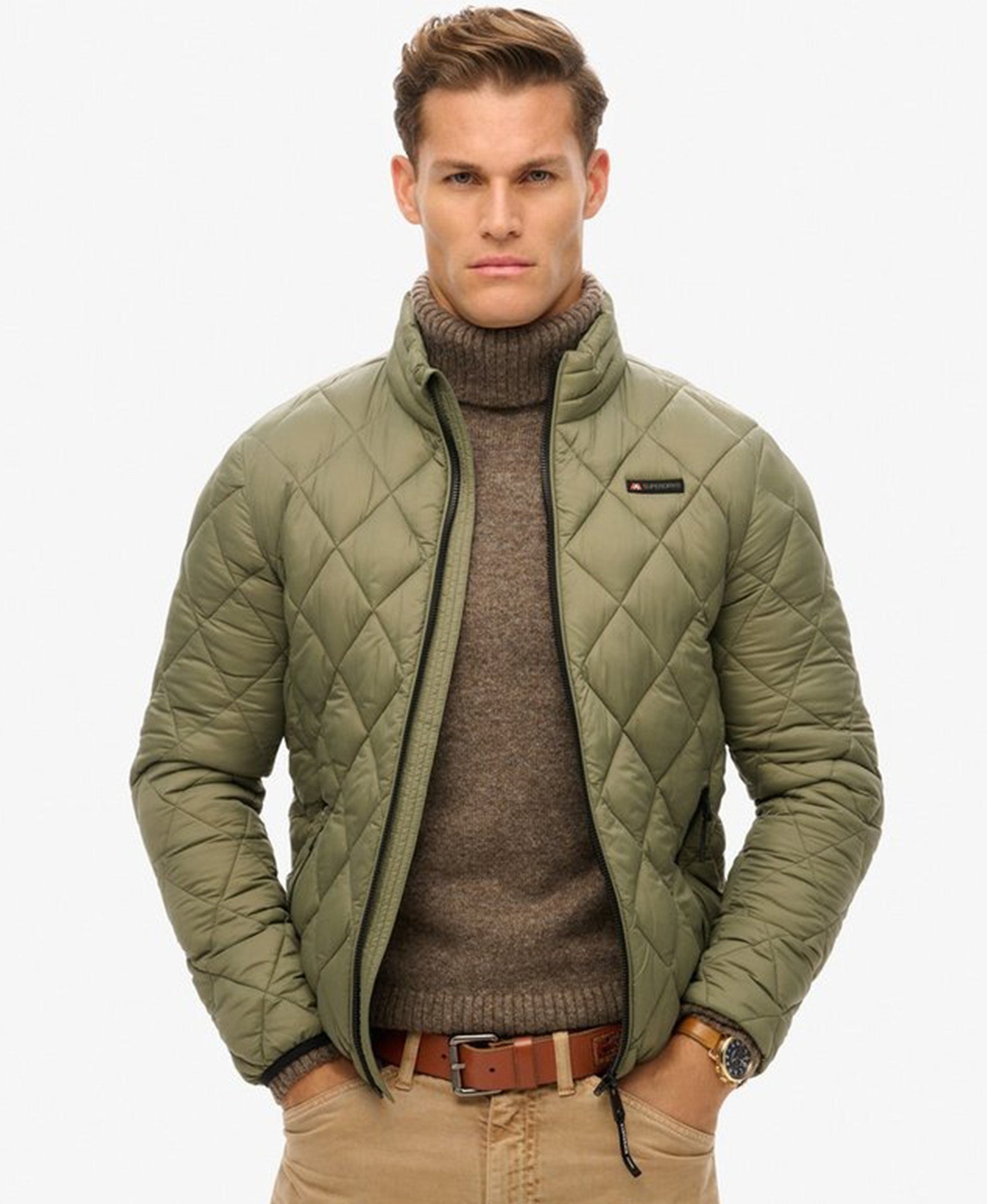 Diamond Quilt Fuji Lite Jacket | Dusty Olive Green