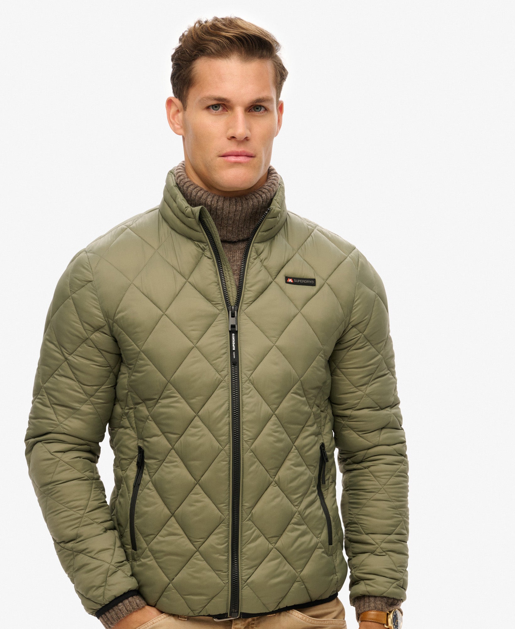Diamond Quilt Fuji Lite Jacket | Dusty Olive Green