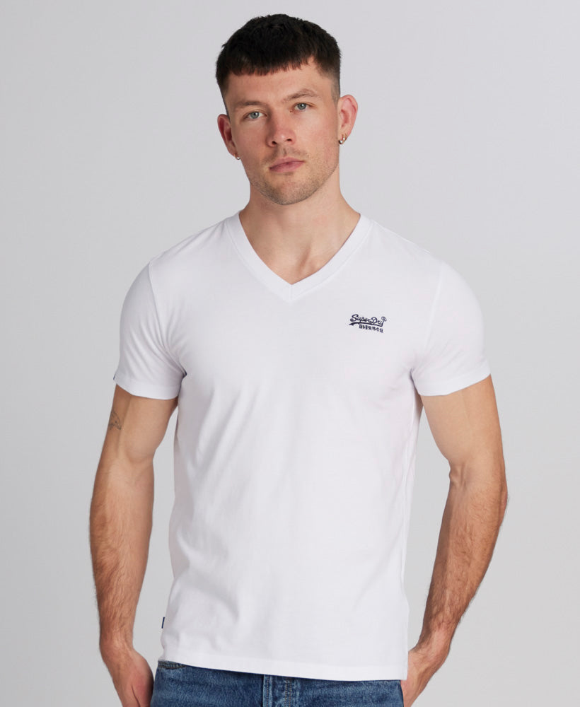Essential Logo Embroidered Vee Slim Fit Tee | Optic
