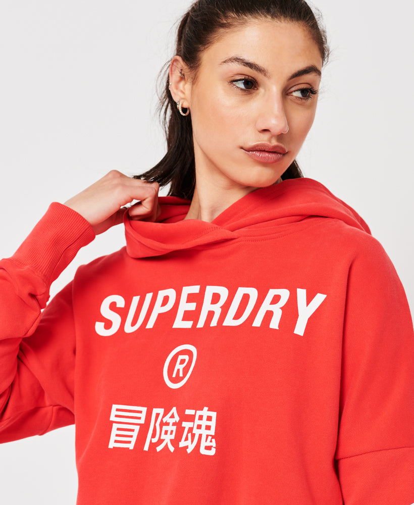 Code Core Sport Crop Box Hoodie | Hyper Fire Coral