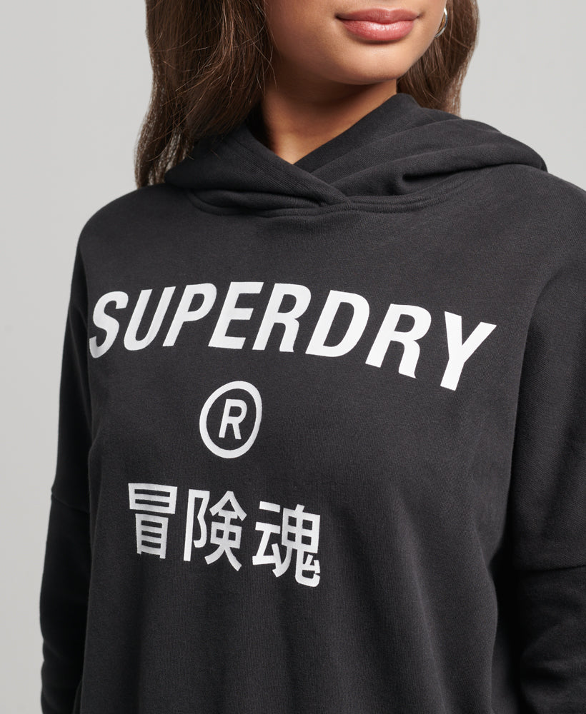 Code Core Sport Crop Box Hoodie | Black