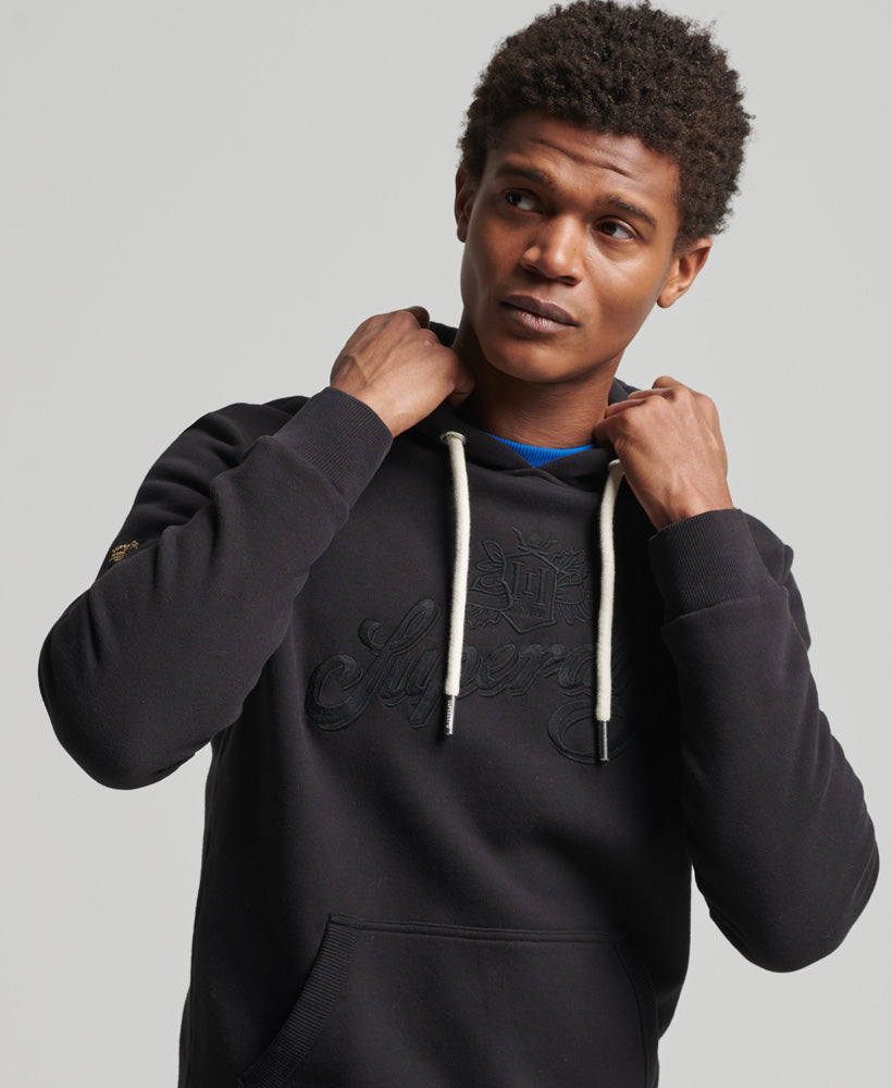 Vintage Script Style Workwear Hood | Black