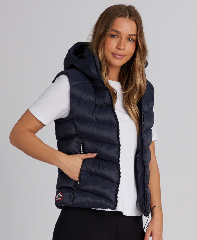 Hooded Fuji Padded Vest | Eclipse Navy – Superdry