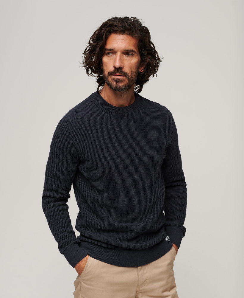 Textured Crew Knit Jumper | Eclipse Navy Heather