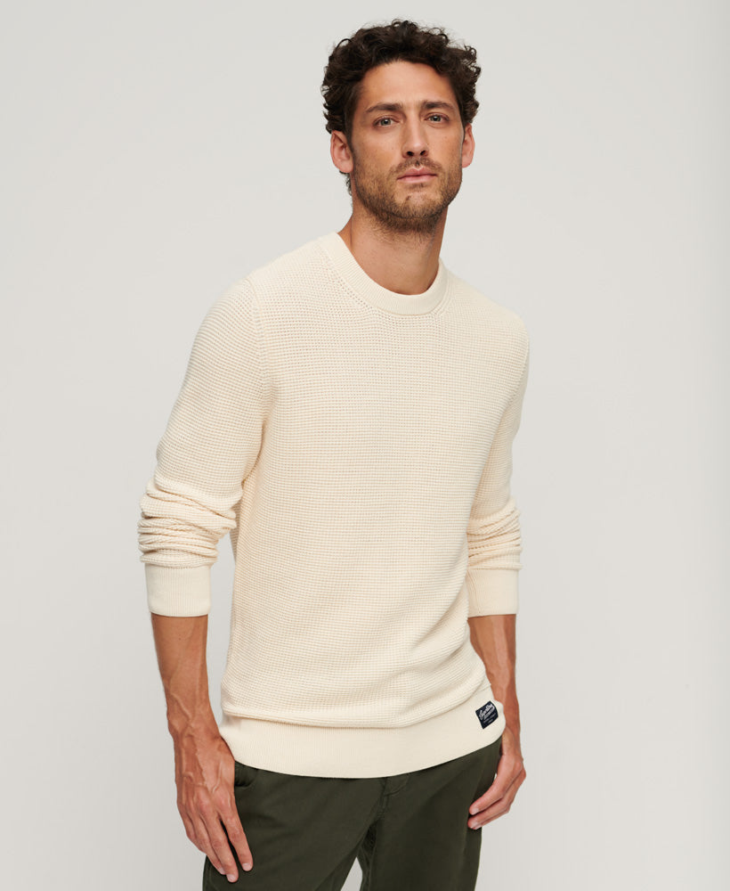 Textured Crew Knit Jumper Ecru Heather