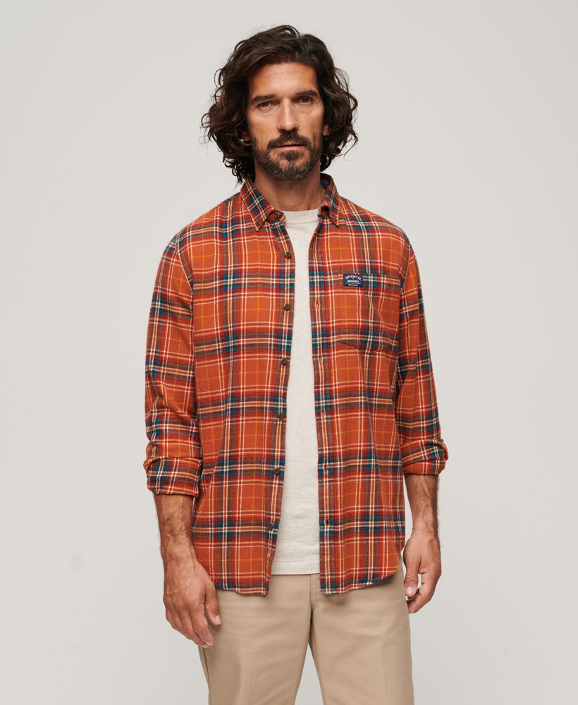 Cotton Lumberjack Shirt | Drayton Check Orange