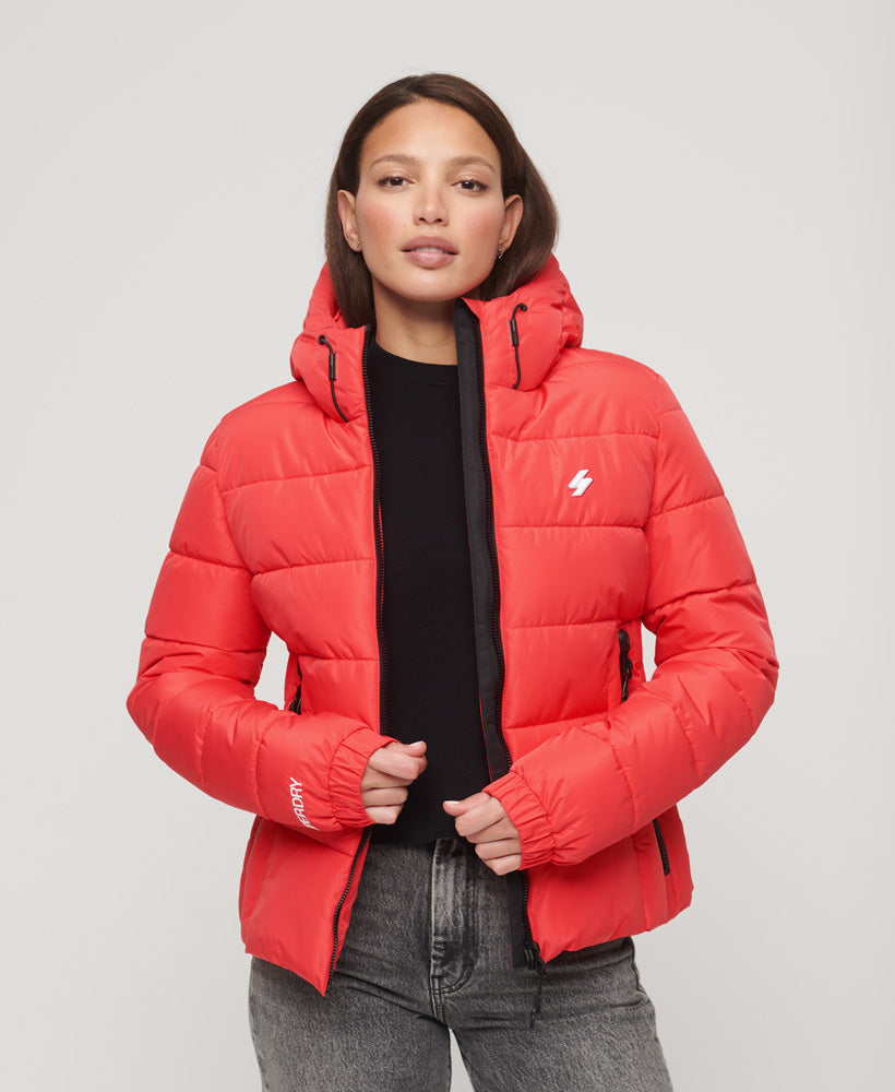 Hooded Spirit Sports Puffer Jacket | Active Pink