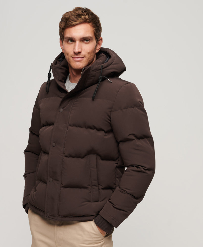 Everest Hooded Puffer Jacket Dark Brown