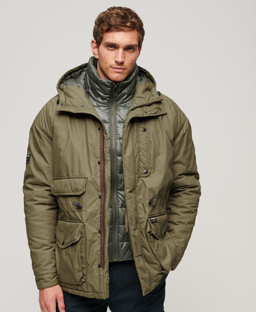 Khaki superdry coat hotsell