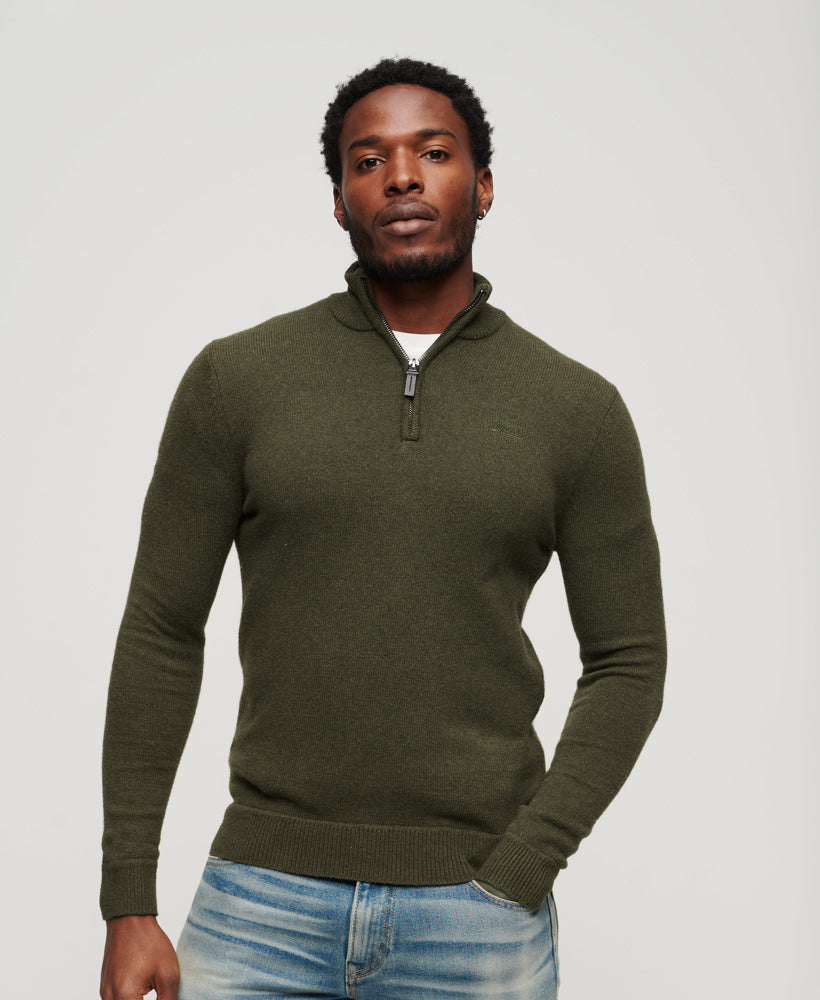 Essential Embroidered Knit Henley Jumper | Spruce Green