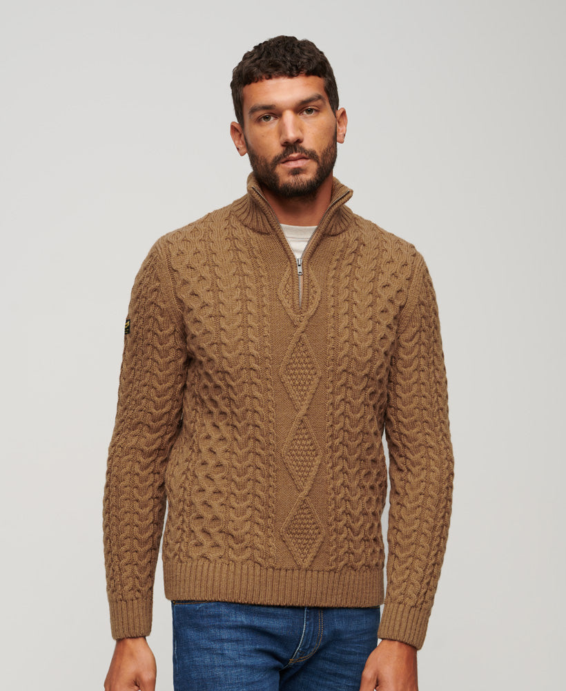 Vintage Jacob Henley Jumper | Classic Brown Camel – Superdry