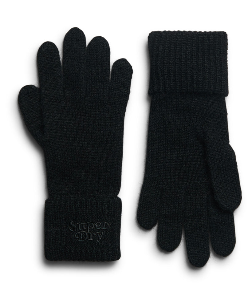 Rib Knit Gloves | Black