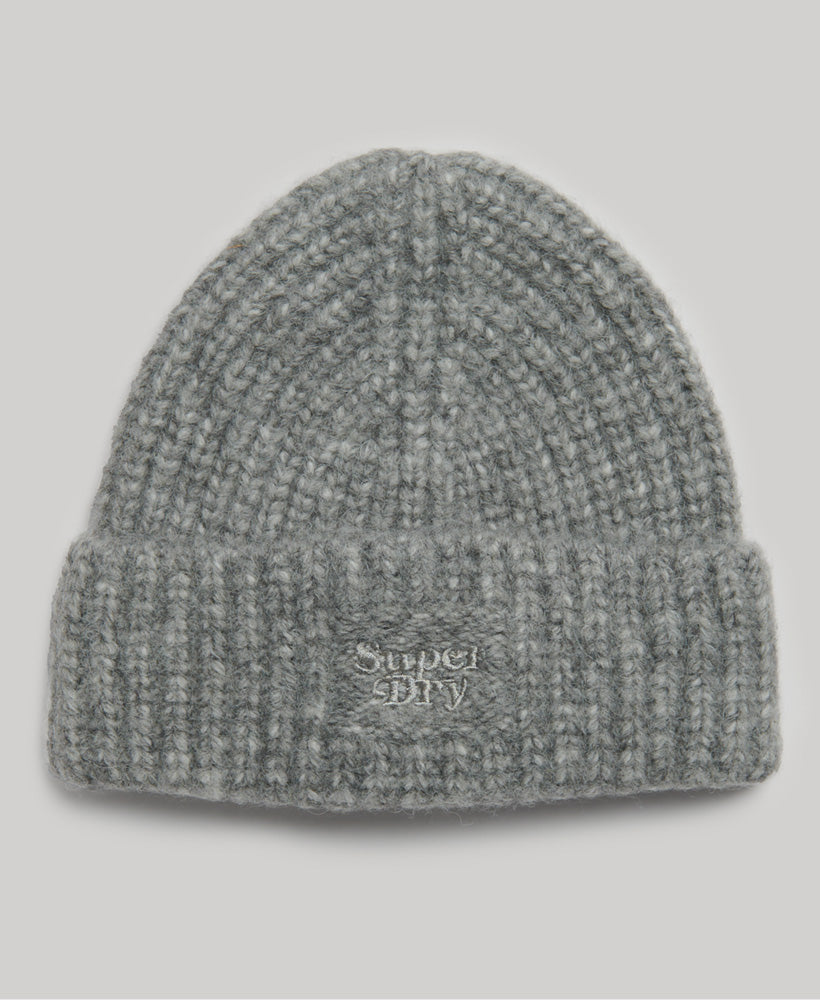 Rib Knit Beanie Hat | Grey Marle