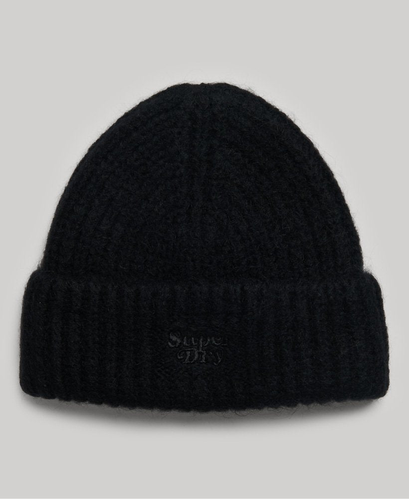 Rib Knit Beanie Hat | Black