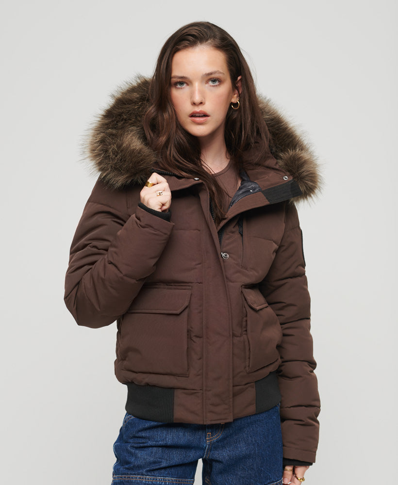 Puffer jacket with fur hood superdry best sale