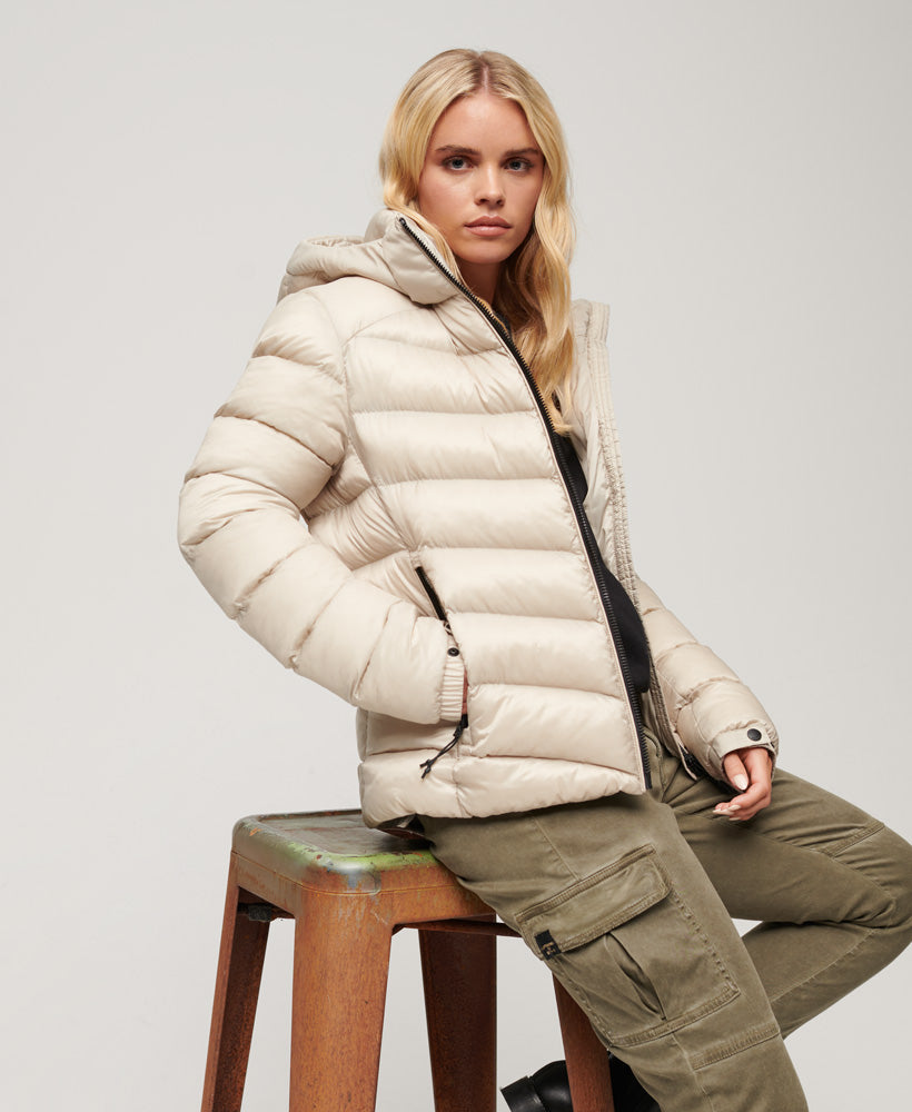 Beige padded coat womens online