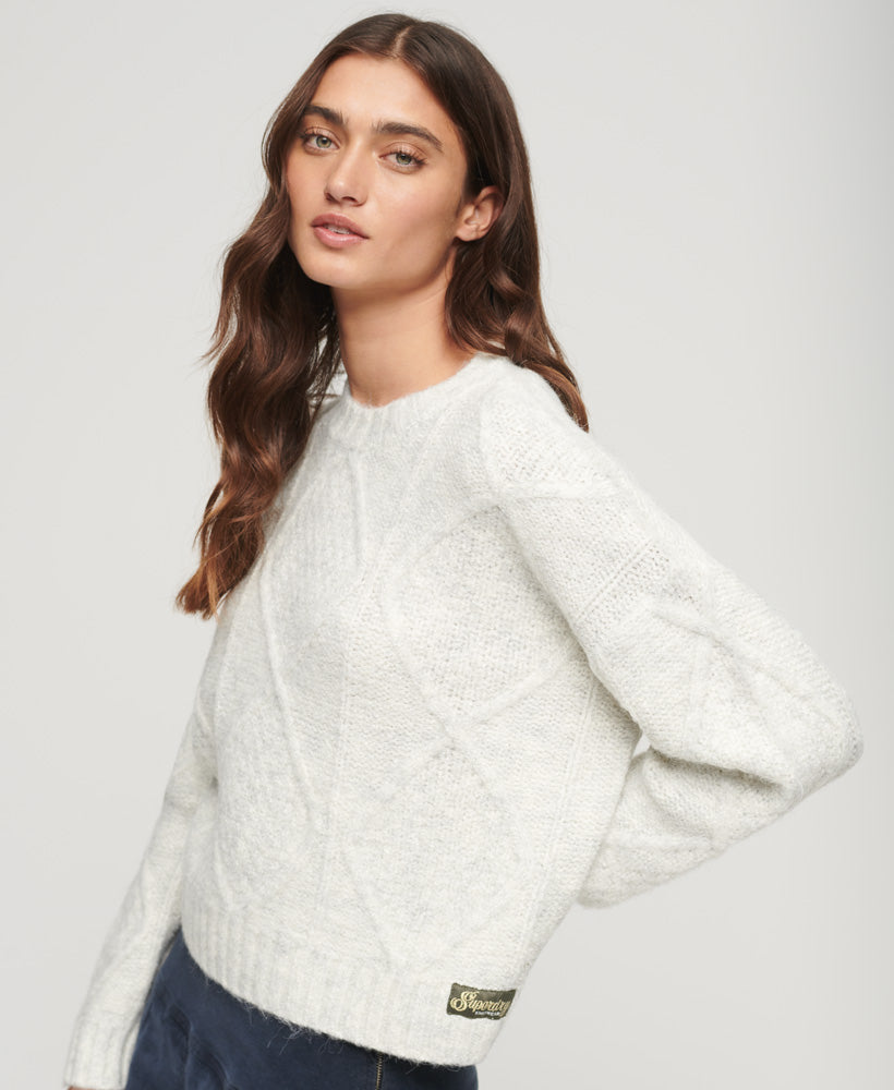 Chunky Cable Knit Jumper | Ice Marle Grey