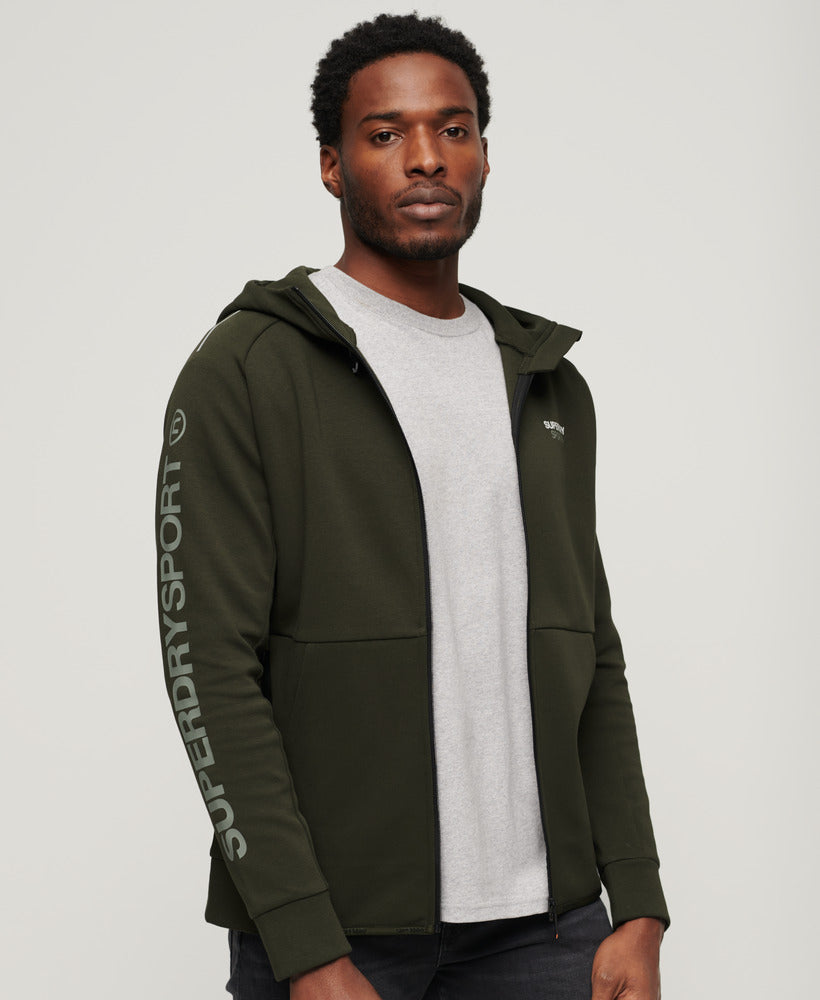 Sport Tech Logo Loose Zip Hood | Army Khaki – Superdry