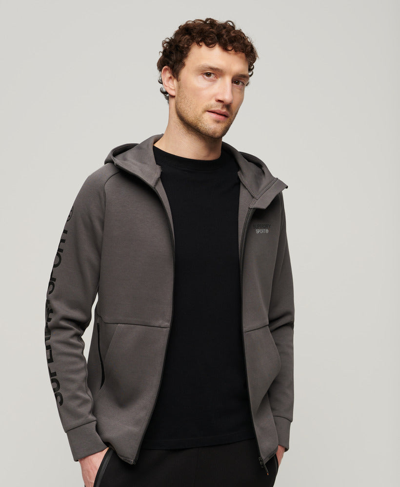 Sport Tech Logo Loose Zip Hood | Dark Slate Grey – Superdry