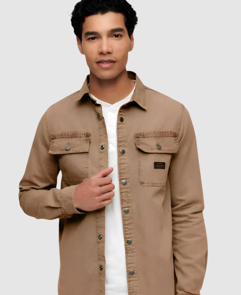 Organic Cotton Canvas Workwear Overshirt | Classic Tan Brown