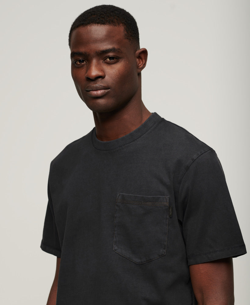 Contrast Stitch Pocket Tshirt | Washed Black