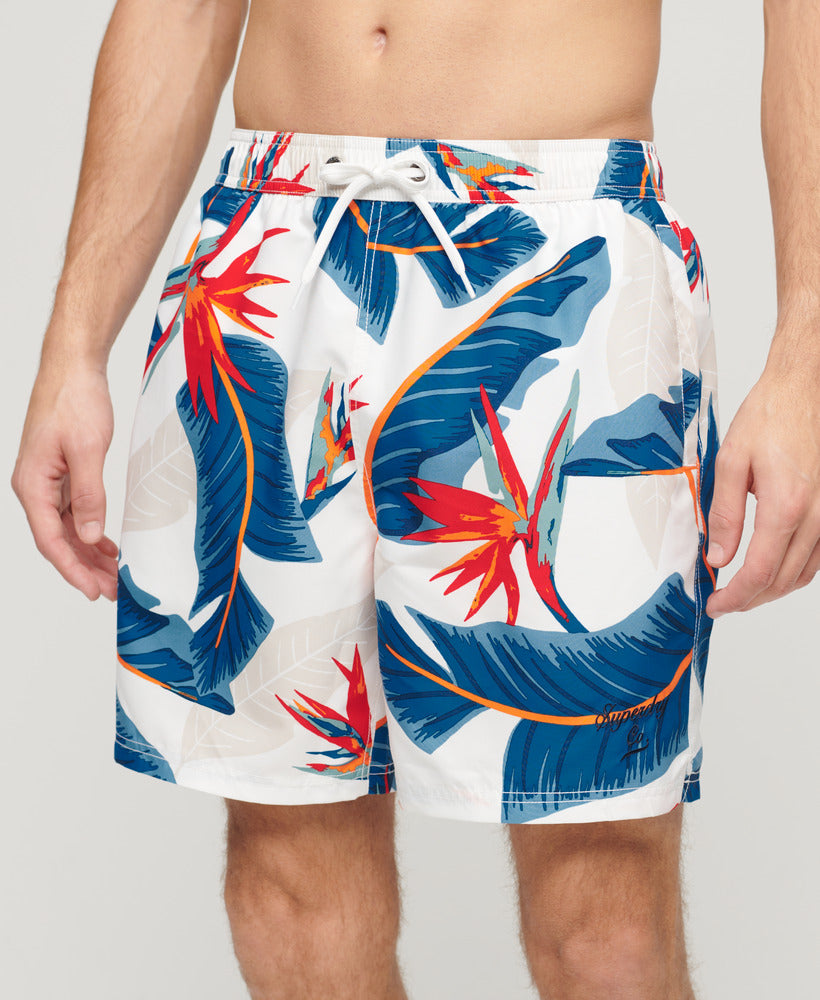 Recycled Hawaiian Print 17" Swim Shorts | Optic Paradise