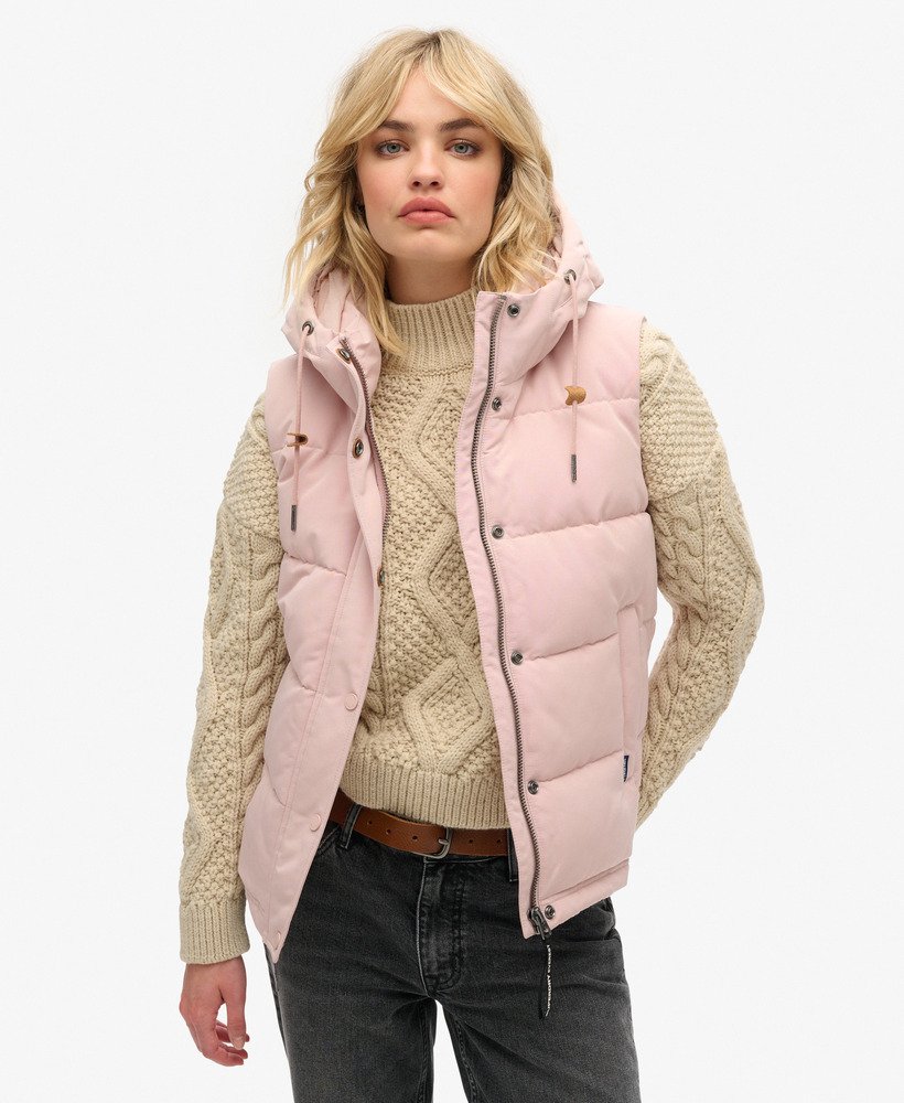 Everest Hooded Puffer Tank | Pink Blush