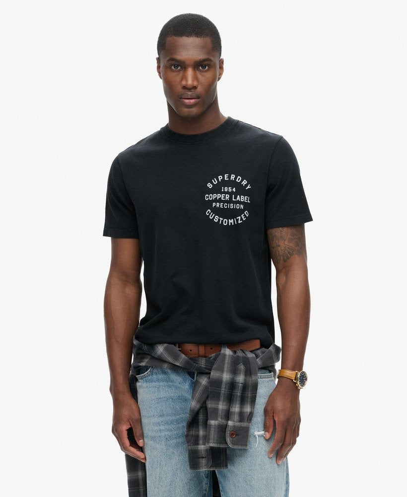 Copper Label Chest Graphic Tee | Jet Black