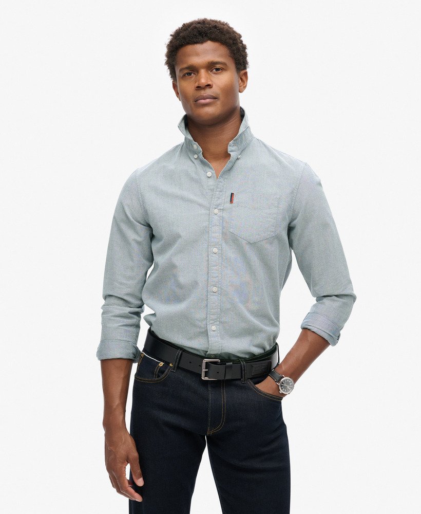 Organic Cotton Long Sleeve Oxford Shirt | Navy