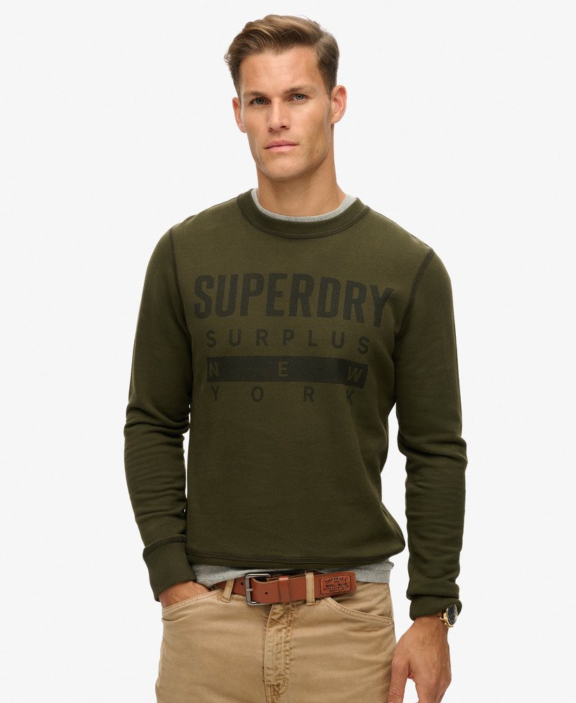 Surplus Graphic Crew | Washed Dark Olive