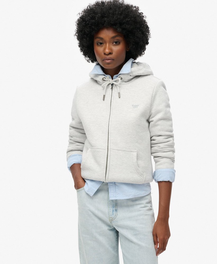 Essential Borg Lined Zip Hood | Glacier Grey Marle