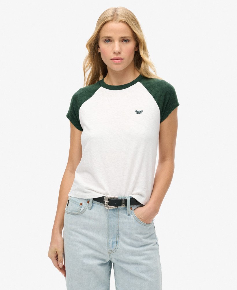 Organic Cotton Essential Logo Raglan T-Shirt | Enamel Green/Off White