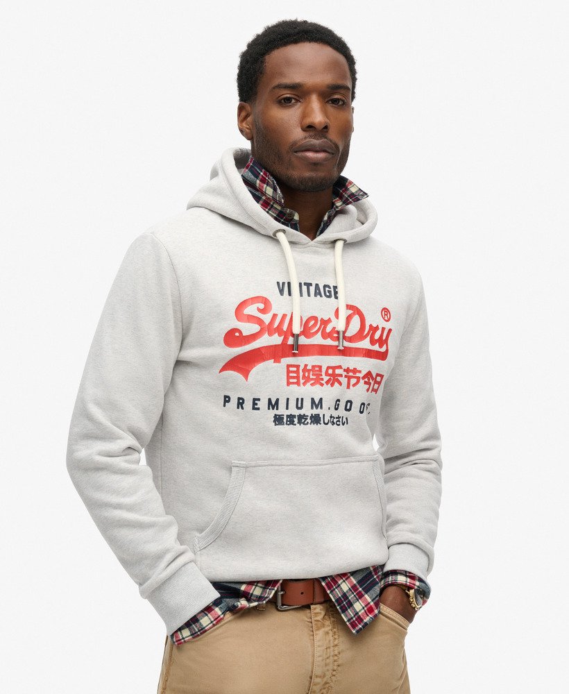 Duo Vintage Logo Hoodie Glacier Grey Marle – Superdry