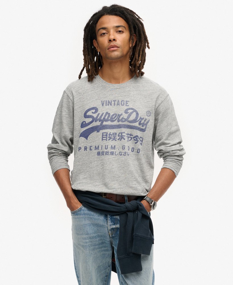 Classic Vintage Logo Graphic Long Sleeve Top | Athletic Grey Marle