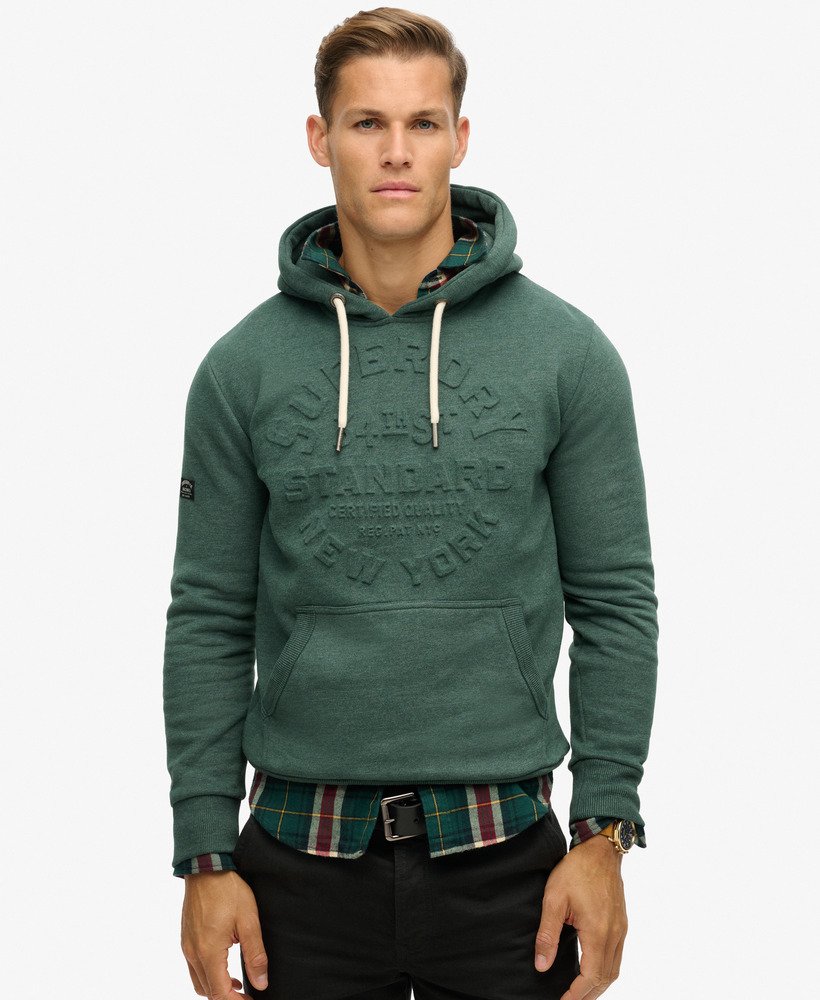 Embossed Logo Graphic Hoodie | Buck Green Marle