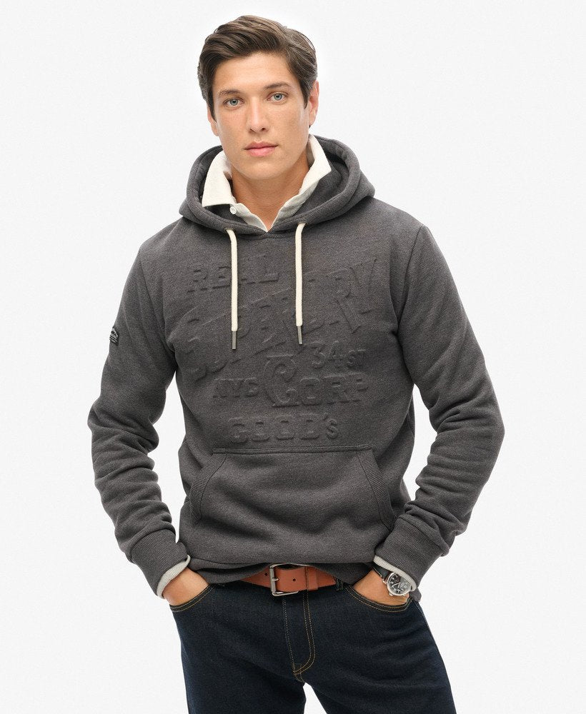 Embossed Logo Graphic Hoodie | Graphite Dark Grey Marle