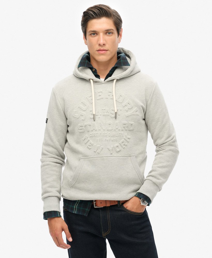 Embossed Logo Graphic Hoodie | Pumice Stone Beige Marle