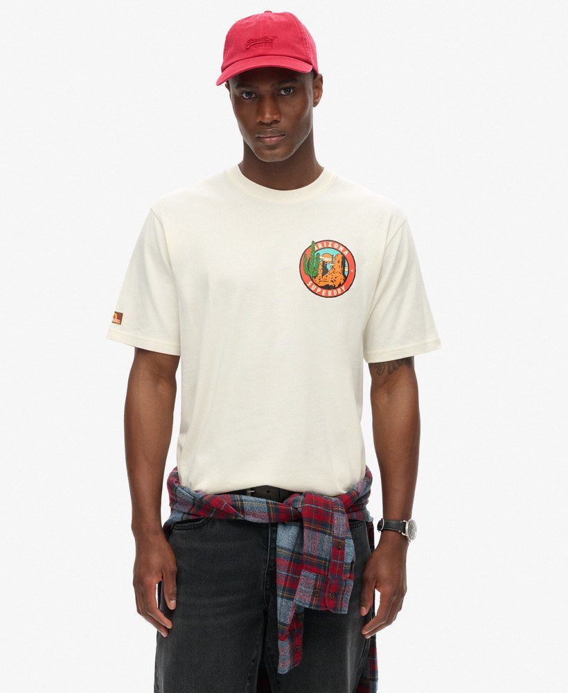 Travel Postcard Chest Tshirt | Solitary Star White