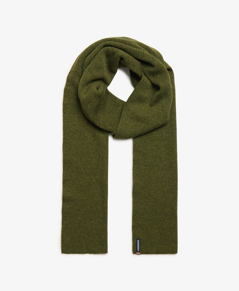 Essential Logo Knitted Scarf | Deep Army Green Marle