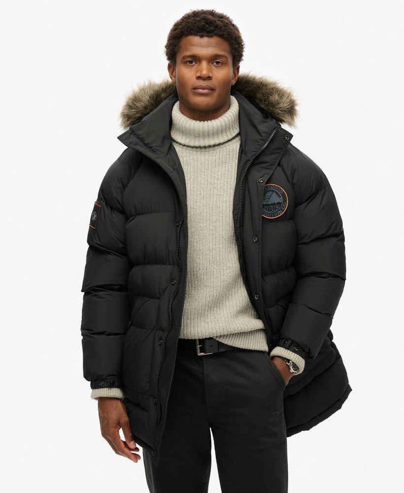 Everest Longline Baffled Parka Jet Black – Superdry