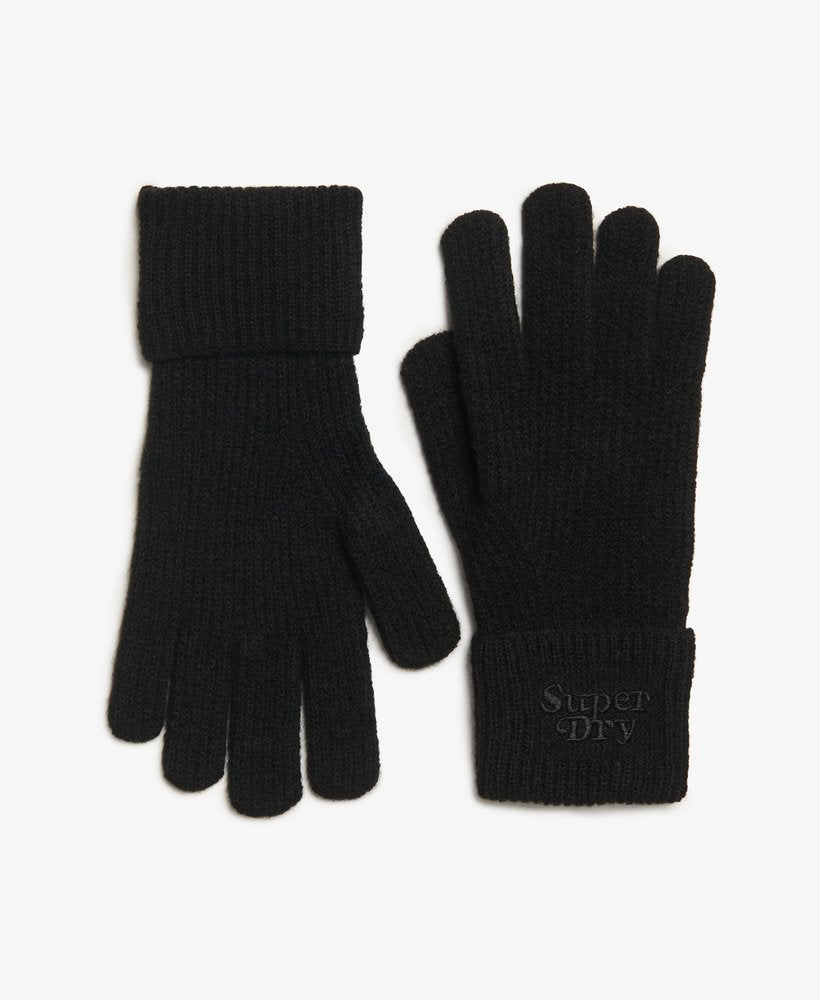 Soft Rib Knit Gloves | Black