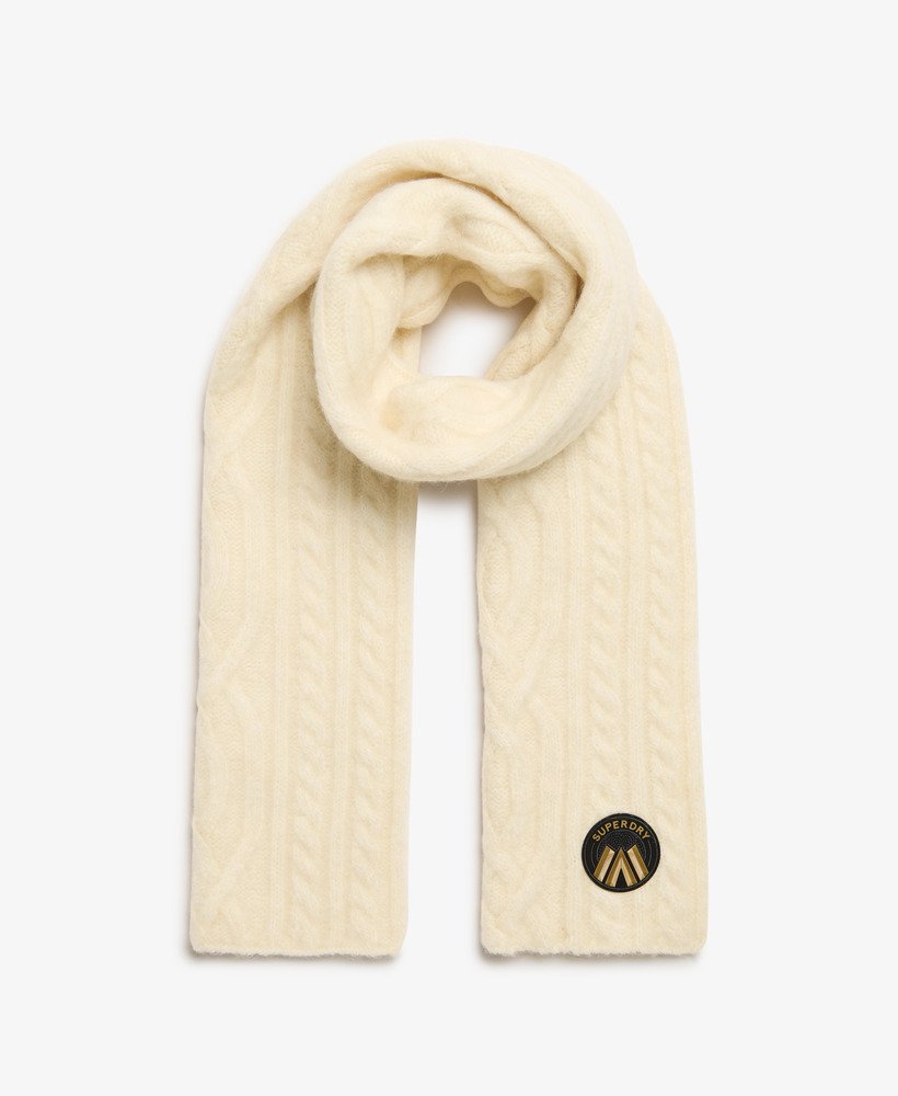 Cable Luxe Knit Scarf | Oatmeal White