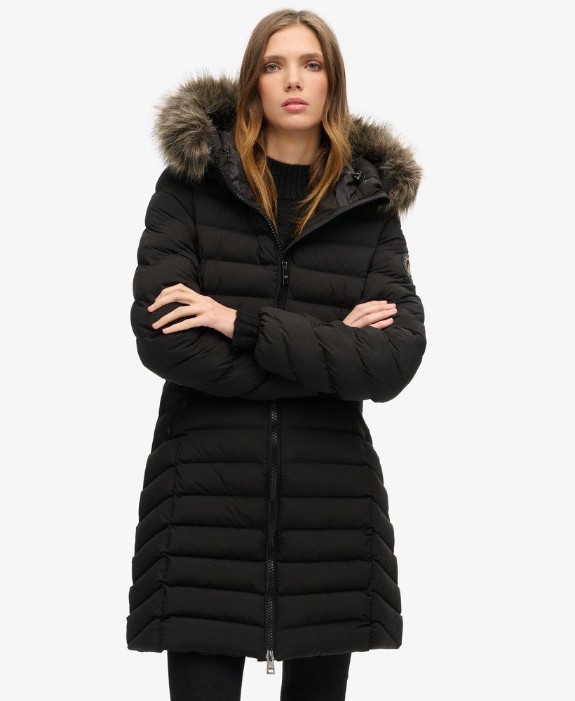 Fuji Jacket Coats Superdry Sale Fuji Faux Fur Hood Mid Length