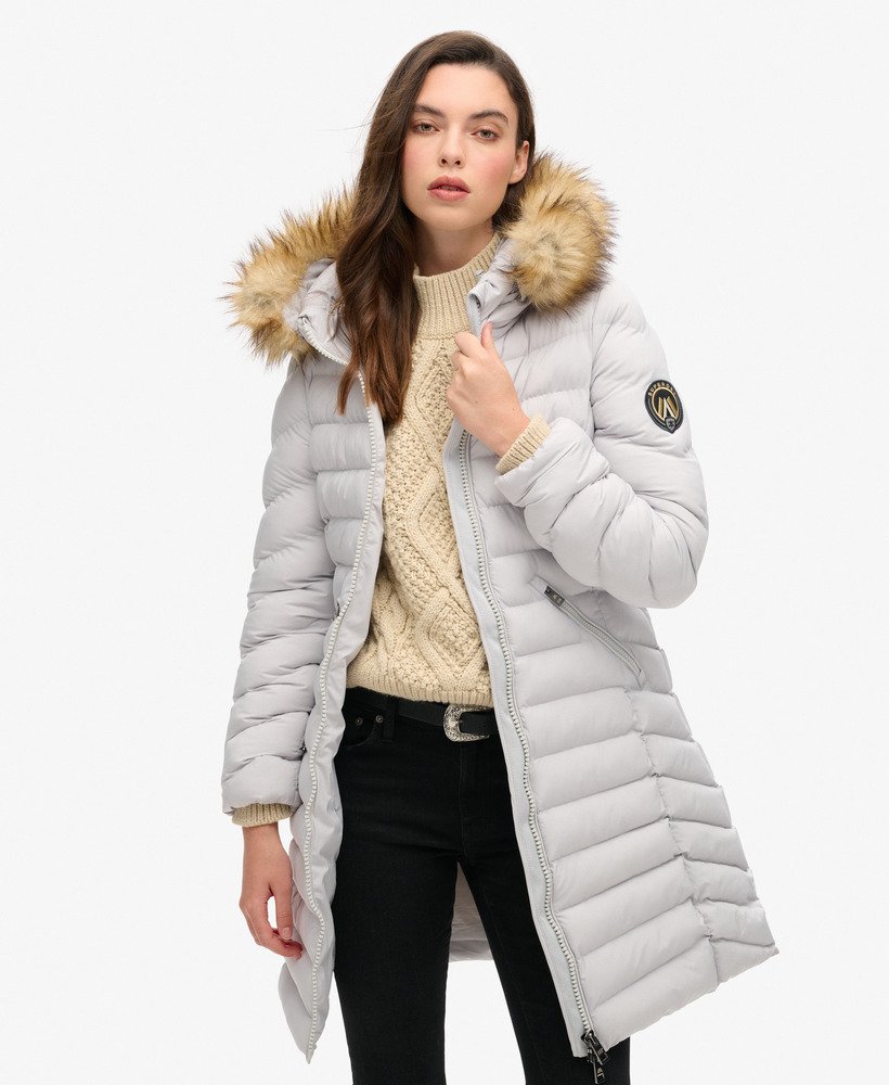 Fuji Faux Fur Hood Mid Length | Moonlight Grey