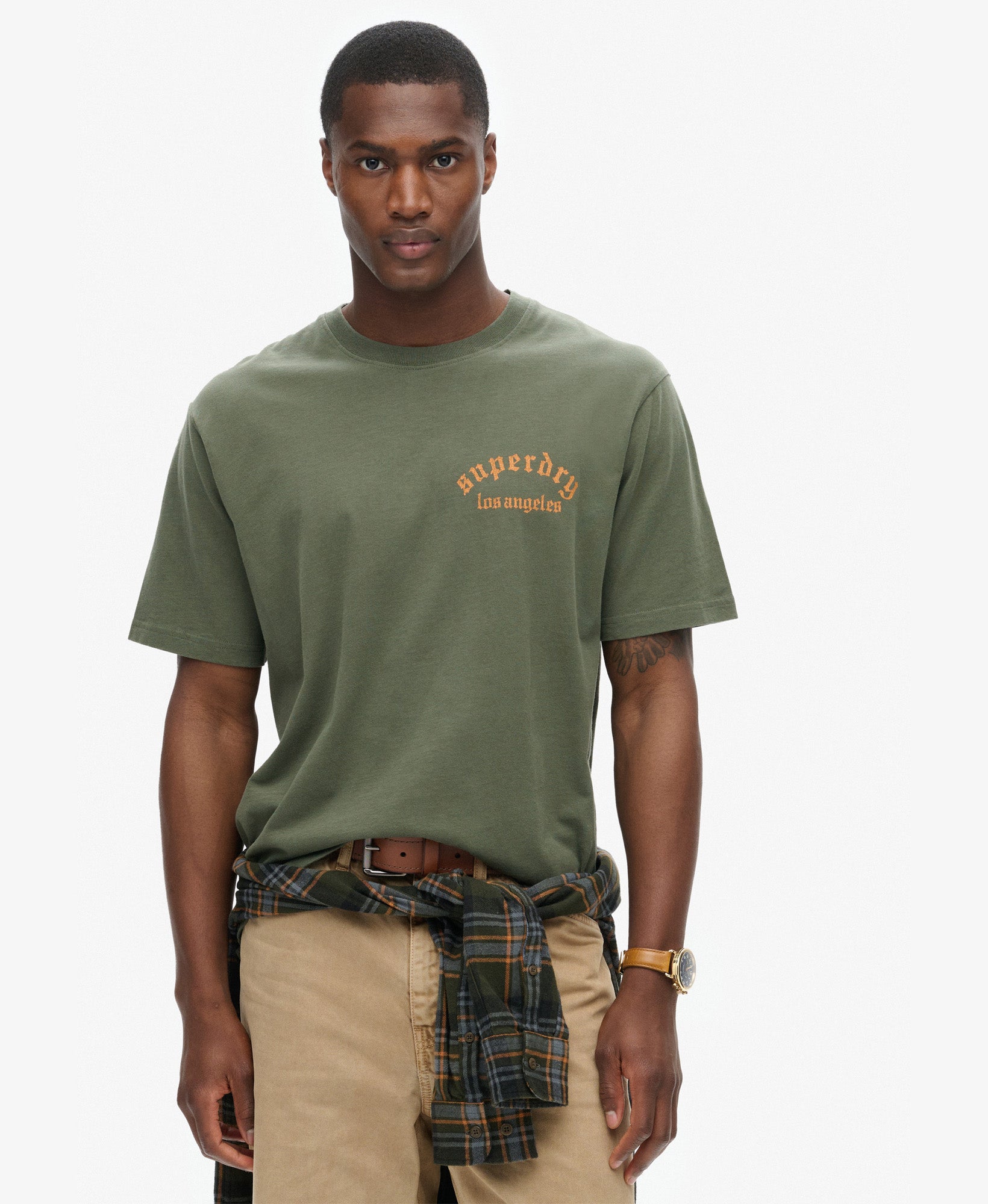 Tattoo Back Graphic Loose Tee | Dark Grey Green