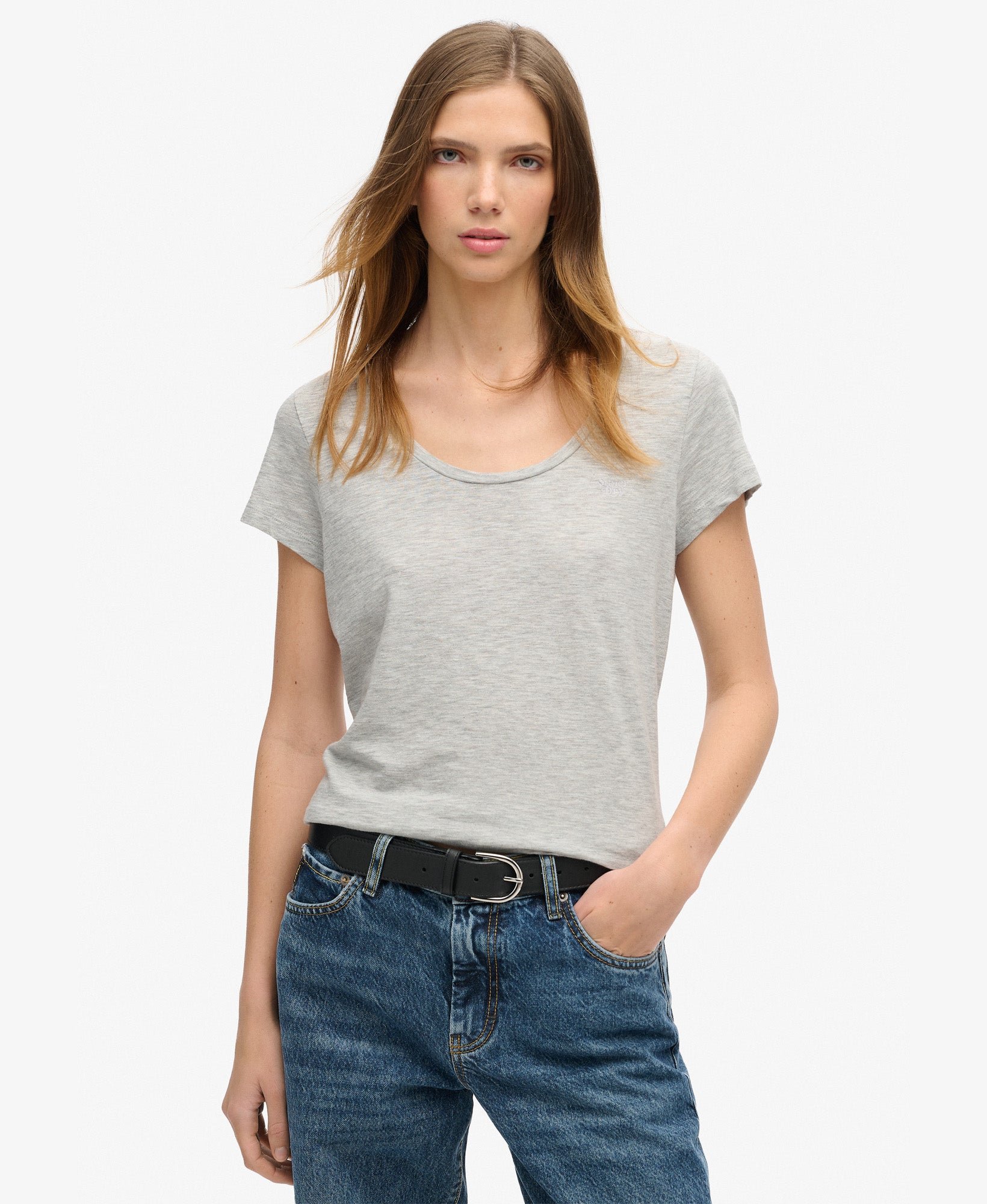 Scoop Neck Tee | Pepper Grey Marle