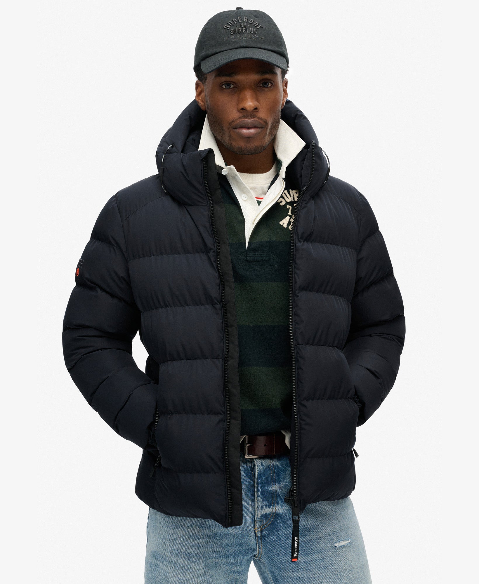 Hooded Sports Puffer Jacket | Eclipse Navy