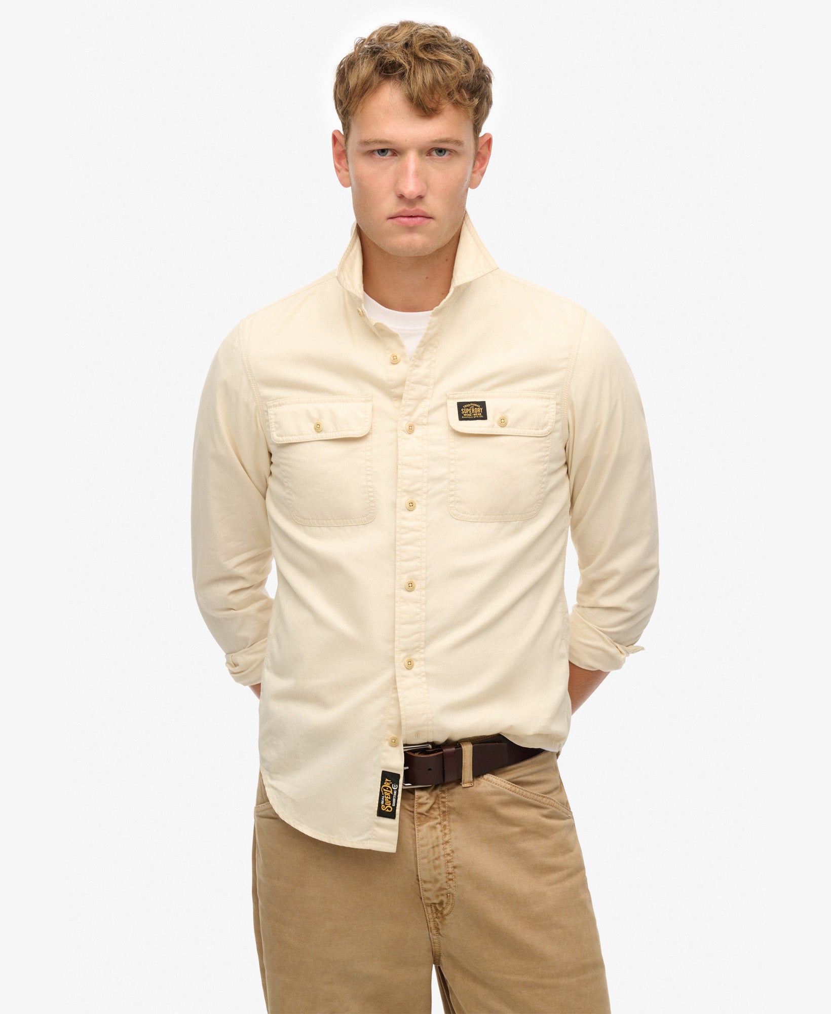 Cotton Workwear Long Sleeved Shirt | Oyster Grey