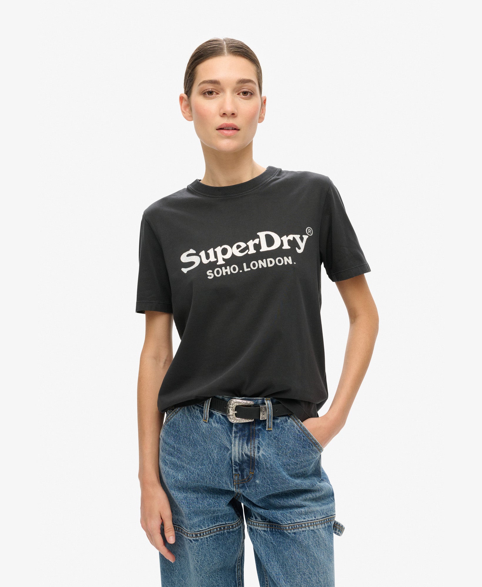 Metallic Venue Relaxed Tee | Jet Black