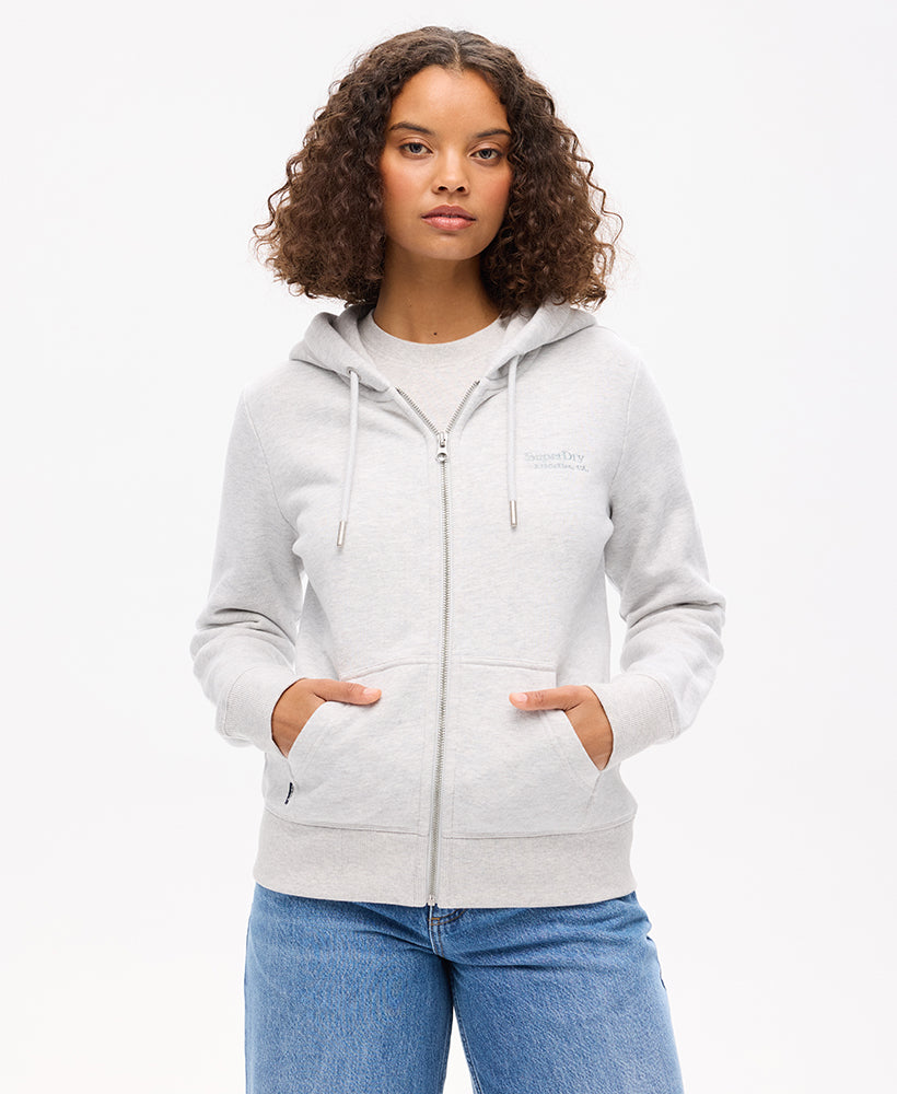 Essential Logo Zip Hoodie | Glacier Grey Marle